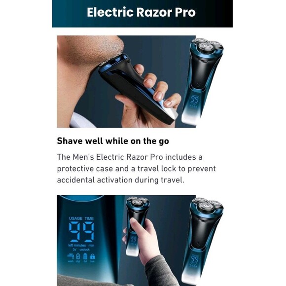 Electric Razor for Men,USB C Rechargeable Waterproof Wet & Dry Shaver with Pop-u - Picture 3 of 6